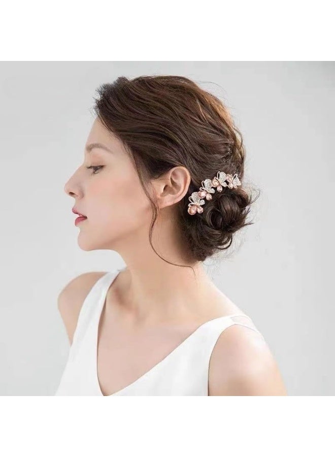 CLENEA 4 PCS Flower Rhinestones Hair Combs Accessories, Wedding Crystal Opal Hair Side Combs Long Teeth Slide Hairpins Barrettes Clips Butterfly Hair Accessories for Women - Image 5